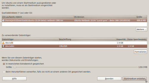 Ubuntu 10.04 Startmedium erstellen Ubuntu 10.04 Startmedium erstellen